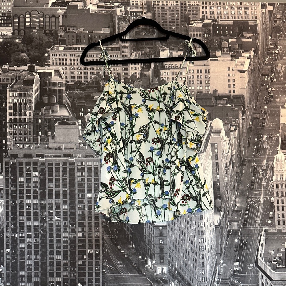 Topshop Floral Camisole with Green and Blue Accents